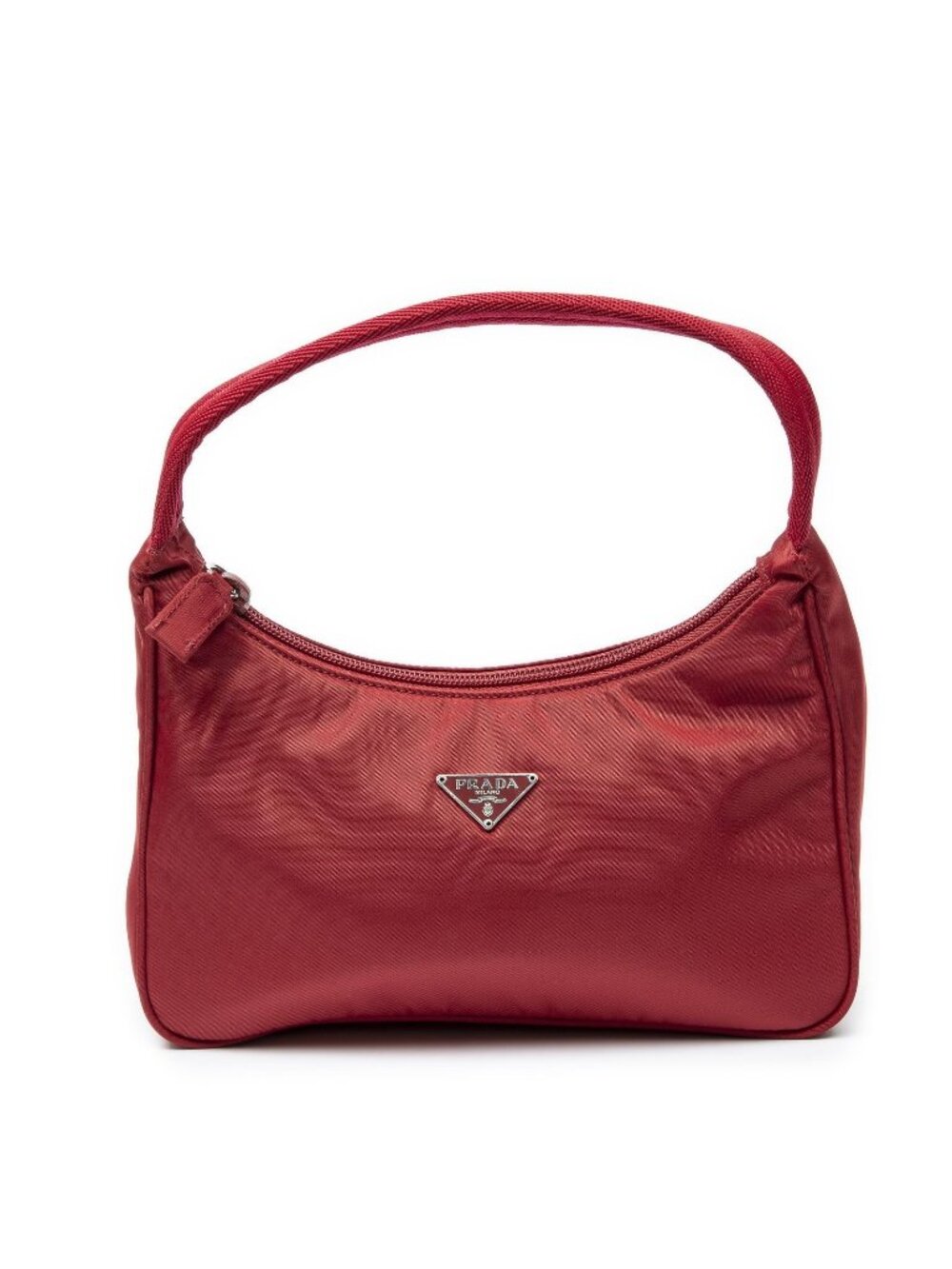 Prada Vintage Mini Zip Hobo Red Nylon Canvas